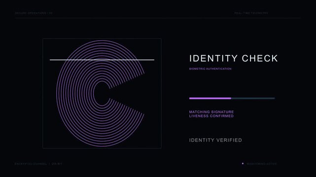 Biometric identity verification with fingerprint scan interface