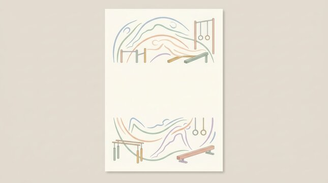 Minimalist outdoor gym equipment with abstract line art design