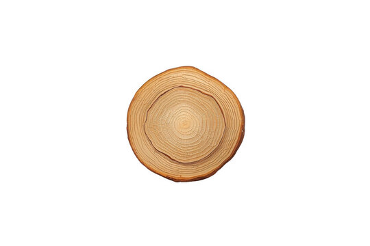 Wood log cross section showing tree rings, transparent background