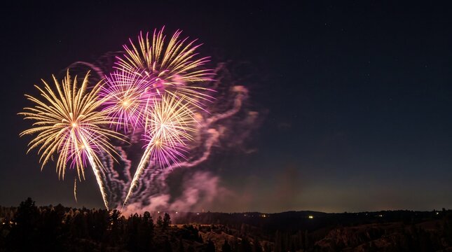 Colorful fireworks display lighting up the night sky celebration