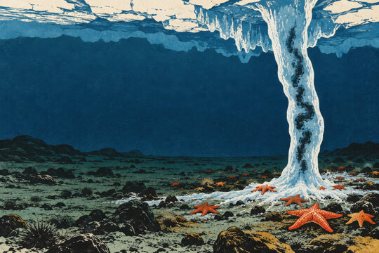 Underwater Brinicle Ice Finger Descending from Antarctic Sea Ice Toward Ocean Floor