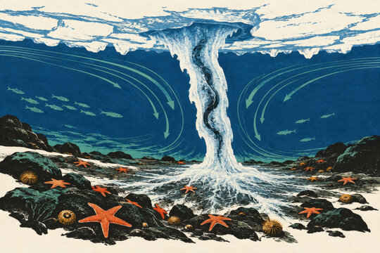 Brinicle Formation Diagram Showing Freezing Brine Flow Beneath Polar Sea Ice