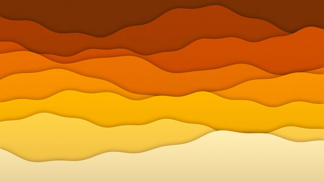 Layered papercut wave background with warm orange and gold gradient ridge shape for banner poster design