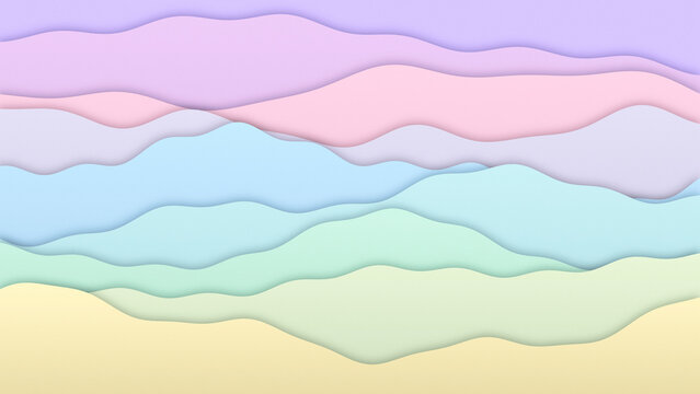 Layered papercut wave background with pastel lavender and mint gradient wave shape for banner poster design