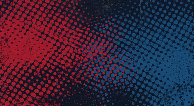 Halftone dots red and blue color