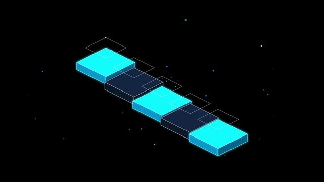 Abstract Cyan Cybernetic Isometric Array Loop Seamless Loop with #f...