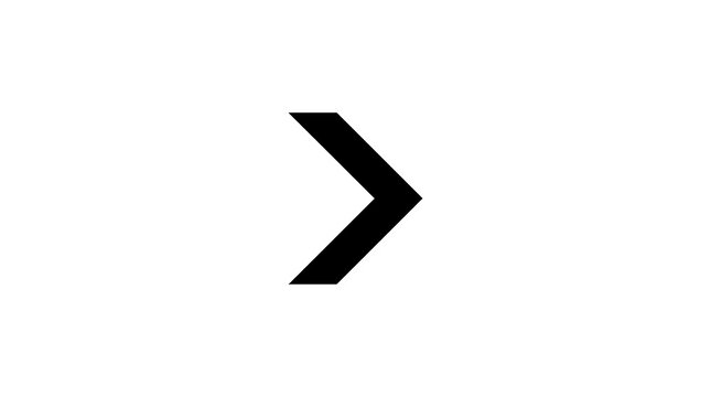 Bold black right arrow symbol on a clean white background signifying direction, forward movement, and continuation for digital interfaces.