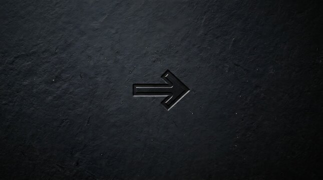 Glossy black textured background with a subtle embossed right facing arrow symbol for directional guidance and user interface design.