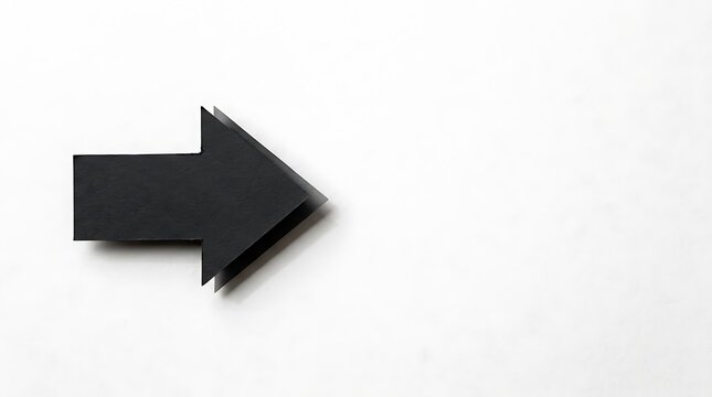 Layered black paper arrows pointing right, suggesting progression, direction, or forward movement in a clean design.
