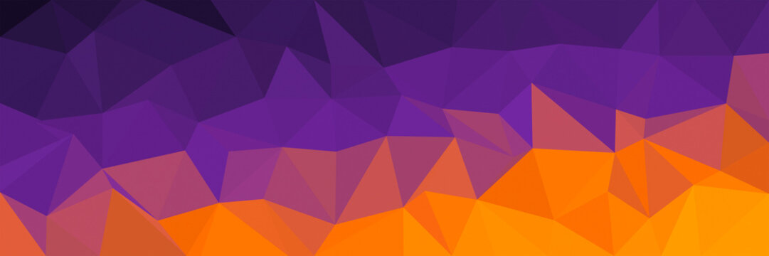 Purple and orange low poly triangle mosaic background for modern creative banner poster web design project template