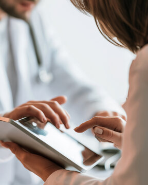 Female Doctor Using Digital Tablet for Telehealth Research and Online Medical Consultation