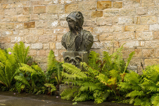 weathered-garden-bust-surrounded-by-ferns