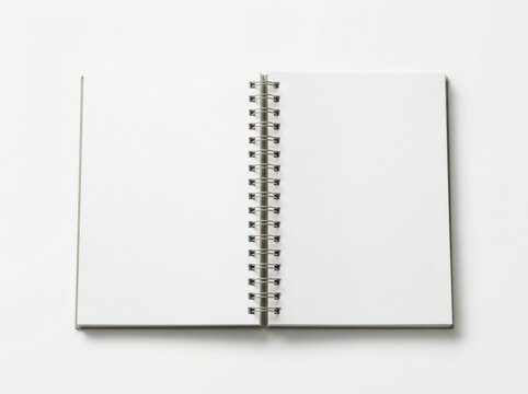Open blank spiral notebook with white pages for notes and daily planning