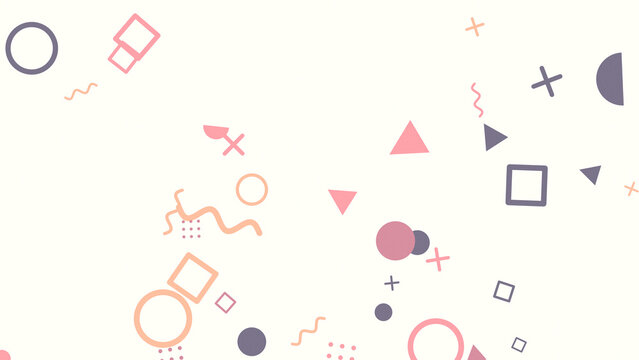 Memphis style geometric shape pattern background in pink tone for modern poster card banner invitation design