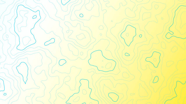 Topographic contour line map background in Yellow and blue tone for modern banner poster cover design