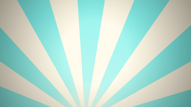 Retro sunburst ray background with radial teal and cream stripe pattern for poster banner comic design