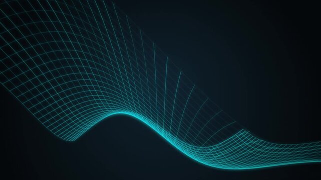 blue wireframe  tech grid background loop