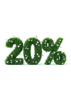 Twenty percent green grass eco discount sign
