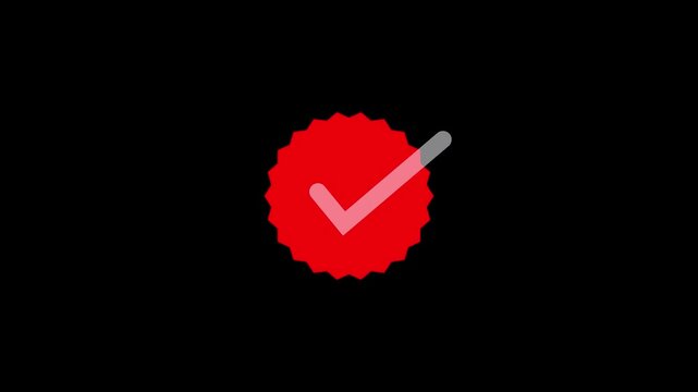 Red checkmark inside circular badge with white tick