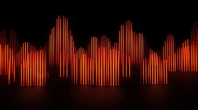 &Eacute;galiseur audio rouge lumineux et visualiseur d'ondes sonores sur fond noir