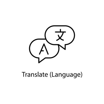 Translate line icon, language speech bubbles outline vector