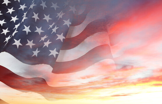 Flag in sunny sky