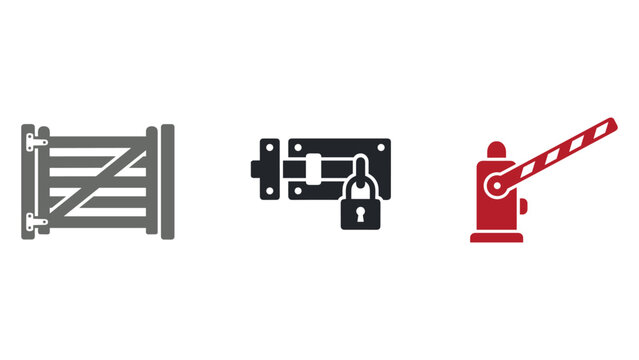Keep gate closed security instruction vector icon set