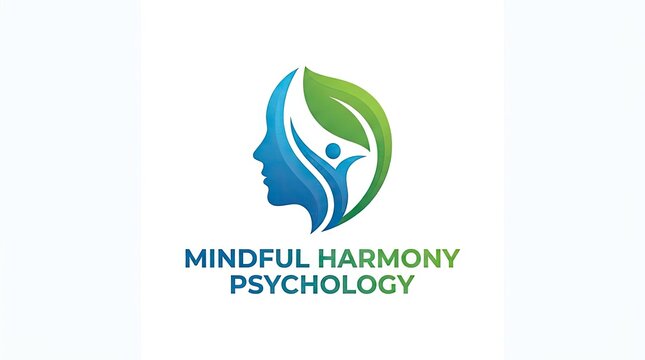 Abstract profile and leaf logo for psychology and wellness.