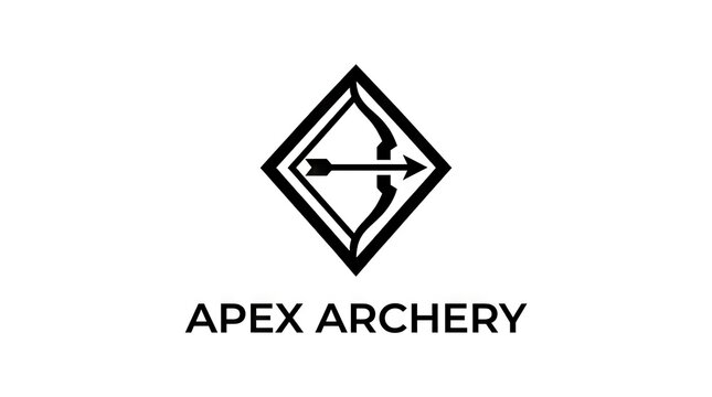 Apex Archery logo with bow and arrow diamond design.