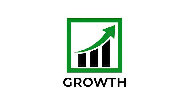 Business growth icon with rising arrow and bar chart.
