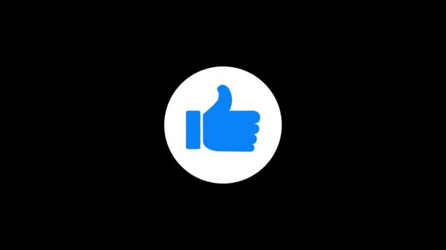 Animated FB Facebook like Button,on a transparent background.4k video