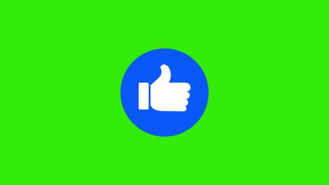Animated FB Facebook like Button,on a transparent background.4k video