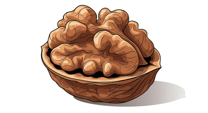 Walnut half illustration isolated on white background