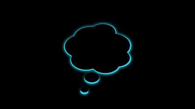 Thought bubble animation on Alpha channel, minimalist comic cloud motion graphic, animated thinking icon.