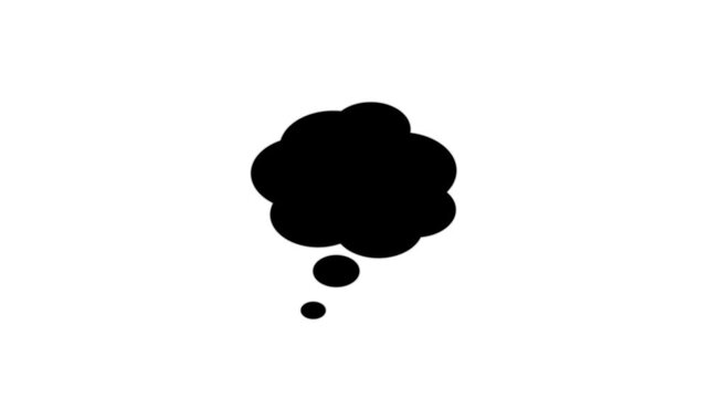 Thought bubble animation on Alpha channel, minimalist comic cloud motion graphic, animated thinking icon.