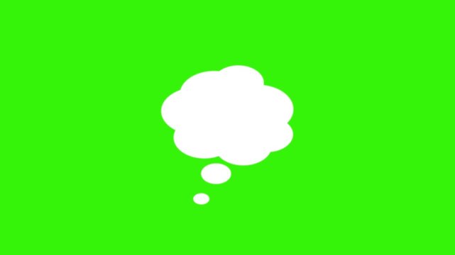 Thought bubble animation on Alpha channel, minimalist comic cloud motion graphic, animated thinking icon.