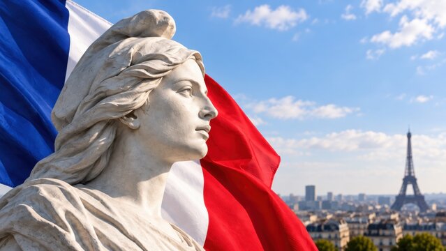 Marianne et drapeau fran&ccedil;ais pour l'&eacute;lection pr&eacute;sidentielle 2027