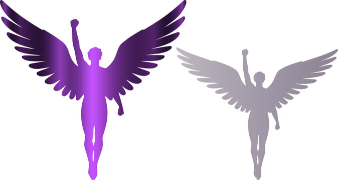 Ethereal angel wings silhouette vector illustration for spiritual