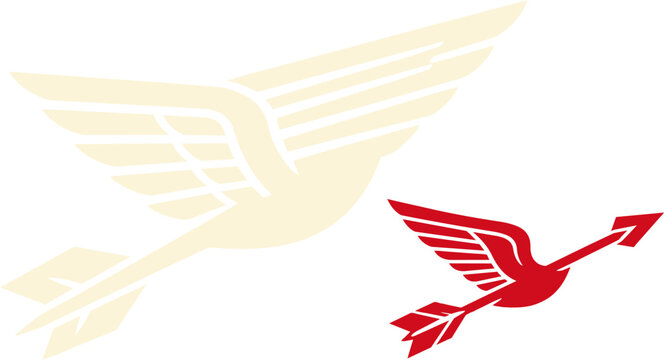 Minimalist dove with olive branch and arrow graphic illustration for