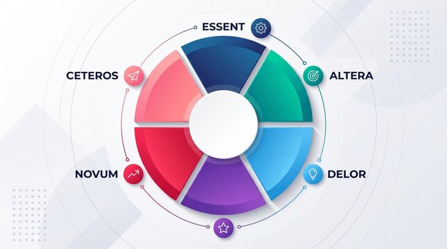 Colorful circular business infographic diagram with six options