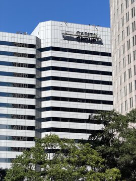 Capital Group East Coast hub in Charlotte, NC installs signage on One Independence Center in uptown Charlotte, NC