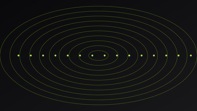Concentric circles with aligned dots forming a geometric pattern on a dark background