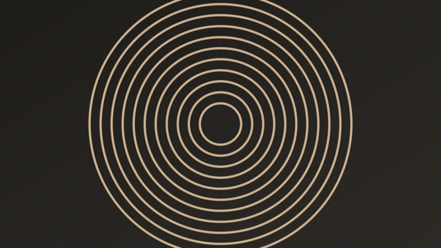 Concentric circles pattern with thin gold lines on a dark background for modern graphic design