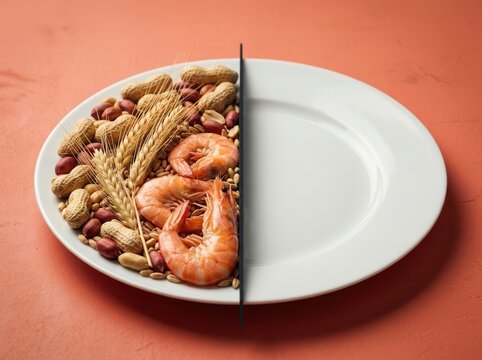 Food Allergy Awareness Plate with Shellfish Peanuts and Wheat