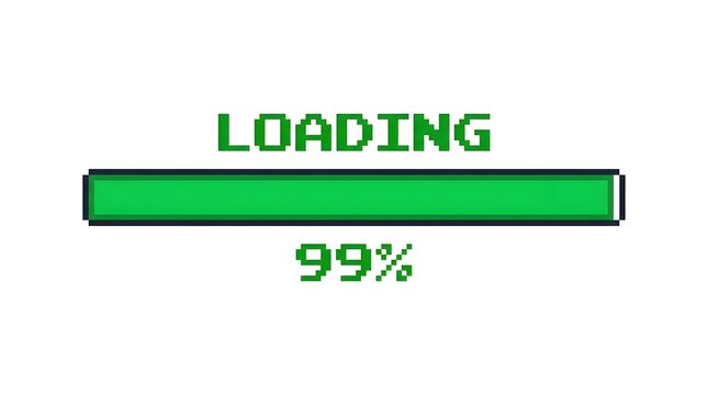 Green Loading Progress Bar Showing 99 Percent Completion on White Background