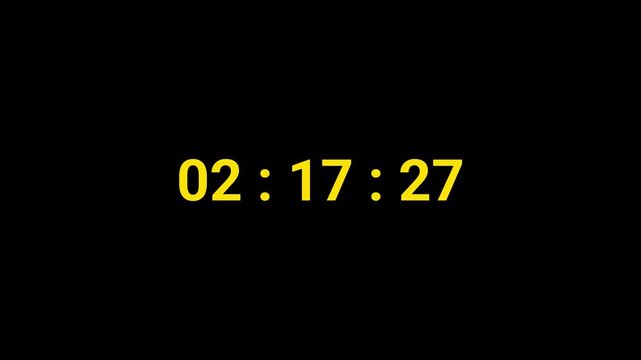 2 Minute 30 Second Countdown Digital Timer Animation, 150 Second Countdown Timer Animation on black background.