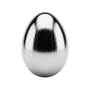 Polished metallic egg-shaped pendant with reflective surface
