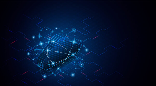 Abstract cloud technology circuit board. Large data center concept. modern cloud storage technology innovation concept background