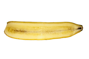 banana cross section ripe peel fibrous core smooth texture glossy fruit detail © brovarky