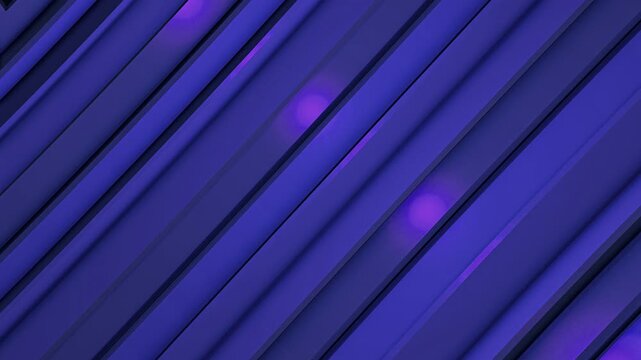 3D Blue and Purple Diagonal Stripes with Glowing Neon Spheres Loop